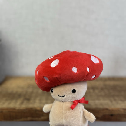 Jellycat Fun Guy Robbie - Red Mushroom Kawaii Beanie Velour Retired 8”