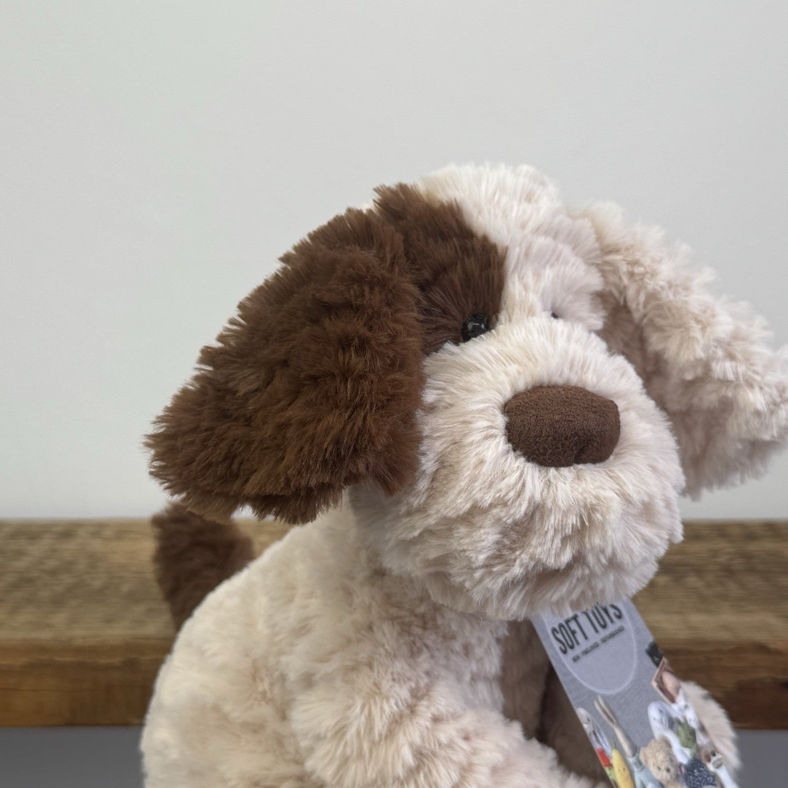 Jellycat Fuddlewuddle Brown Patch Puppy Medium - Light Brown Beige Rare 8"