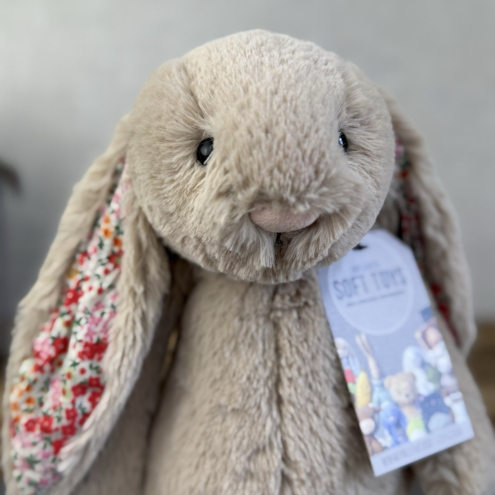Jellycat Medium Bashful Beige Posy Blossom Bunny - Beige Bunny Floral Ears 12”