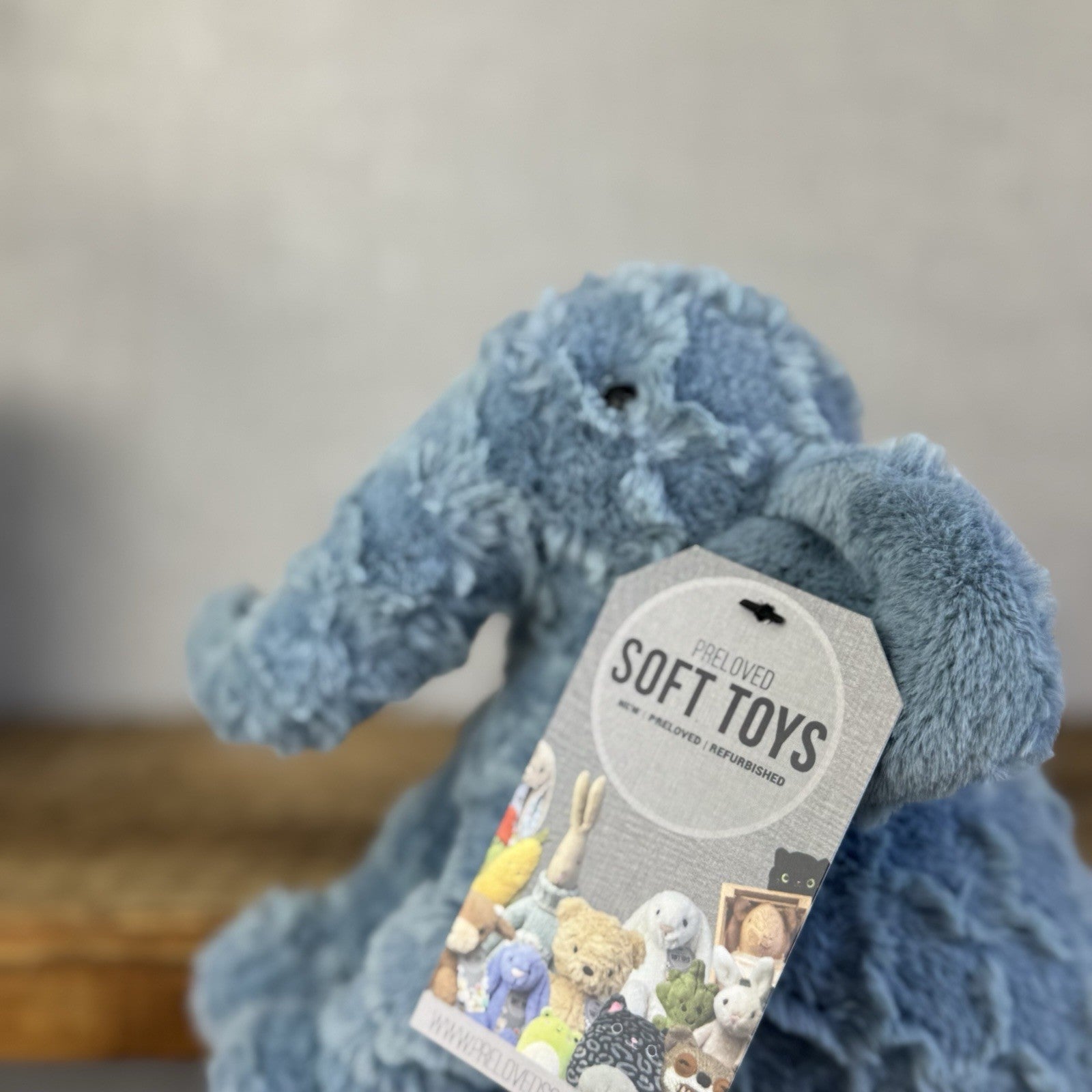 Jellycat Little Eddy Small Blue Standing Elephant Beanie Retired Collectible 8”