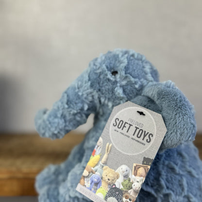 Jellycat Little Eddy Small Blue Standing Elephant Beanie Retired Collectible 8”