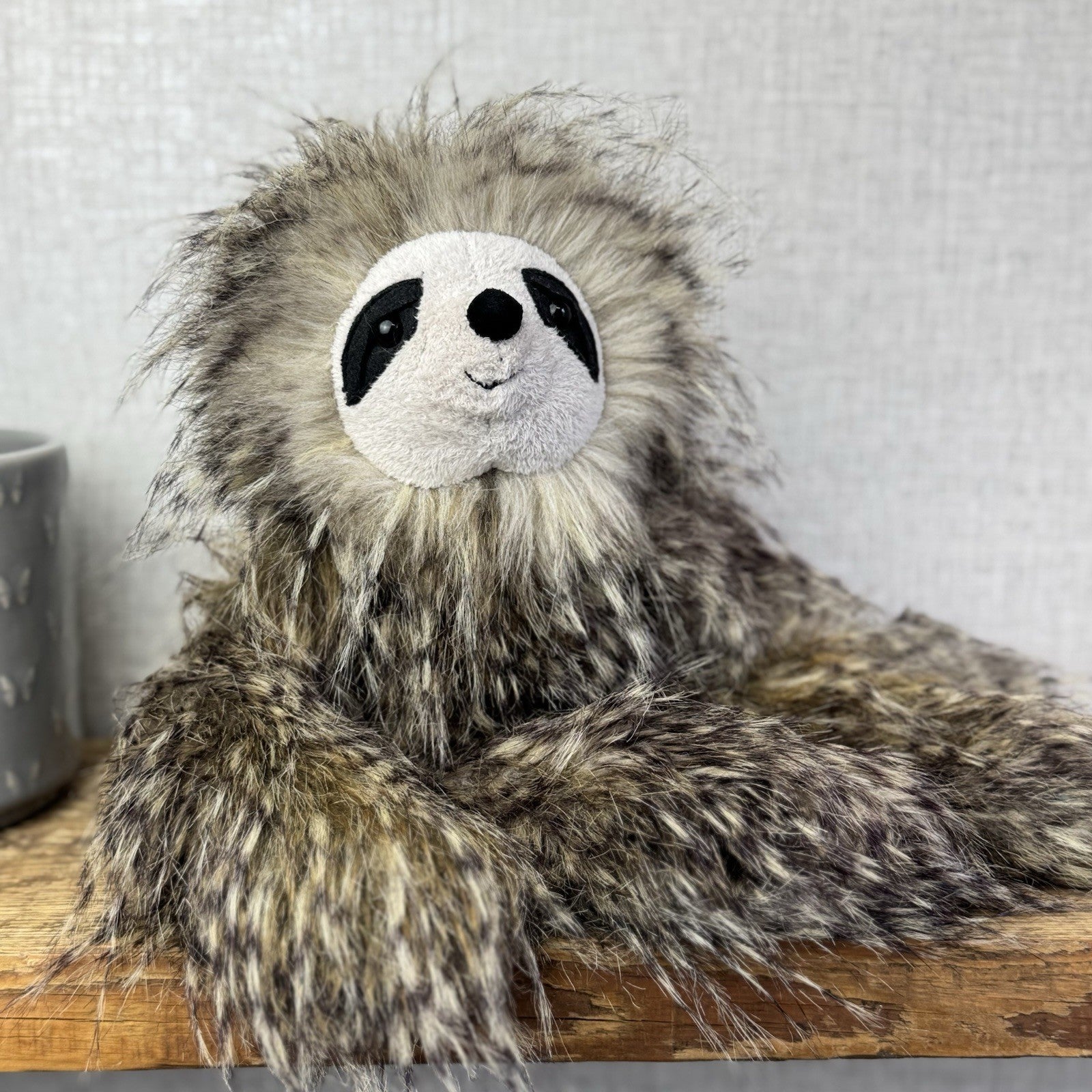 Jellycat Cyril Sloth - Fluffy Grey/brown Sloth Soft Toy Retired Rare Beanie 14”