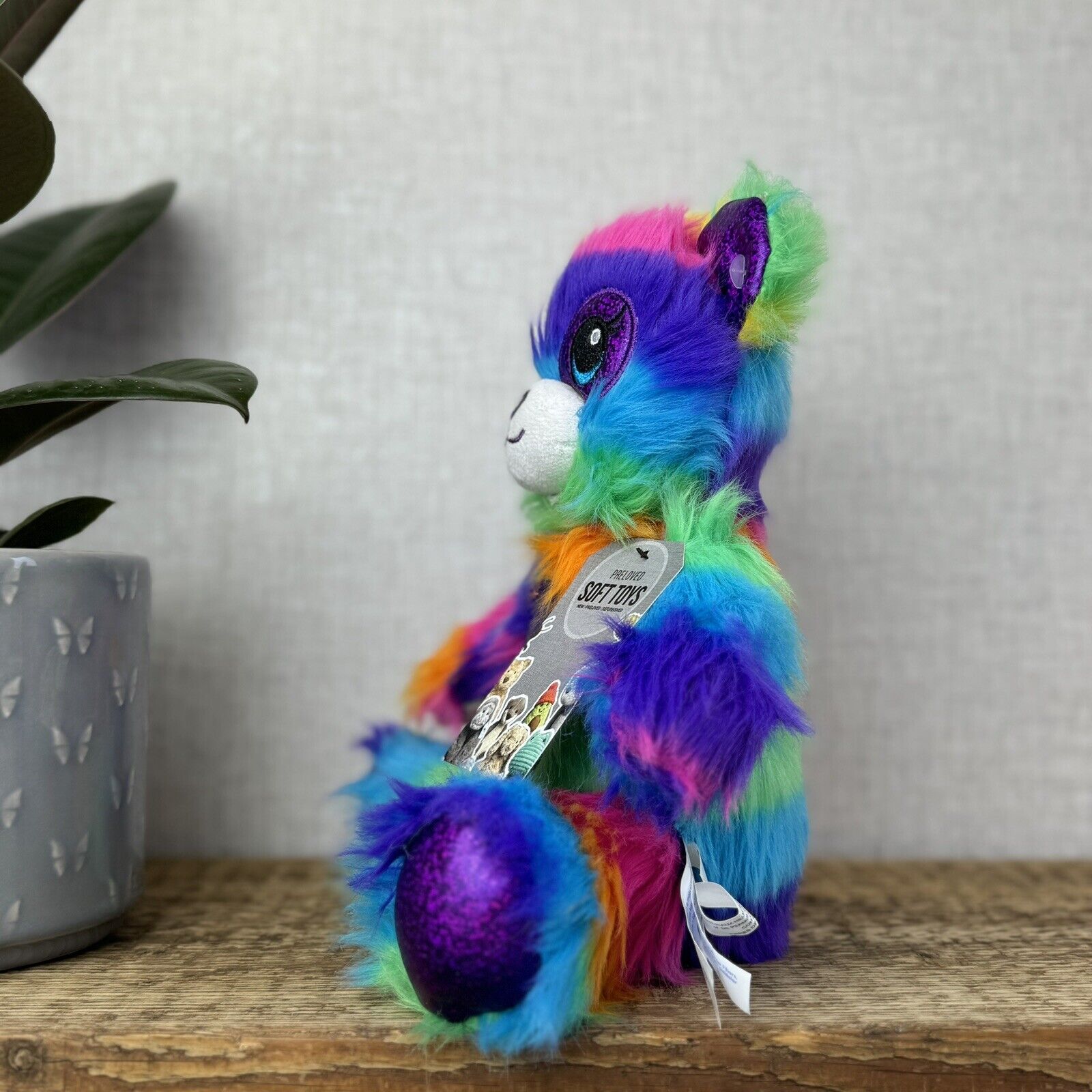 BAB Build A Bear Lisa Frank Shaggy Rainbow Bear - Fluffy Rainbow BAB Rare 10"