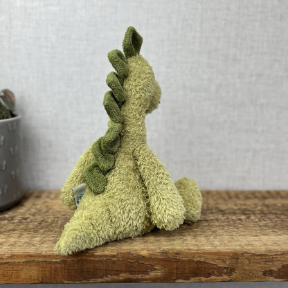 Jellycat Dippy Dinosaur - Sitting Green Curly Textured Dino Plush Rare 12"