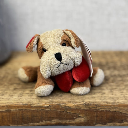 Russ Berrie Luv Pets Dog - Lance Bulldog Soft Toy With Hanging Hearts With Tags
