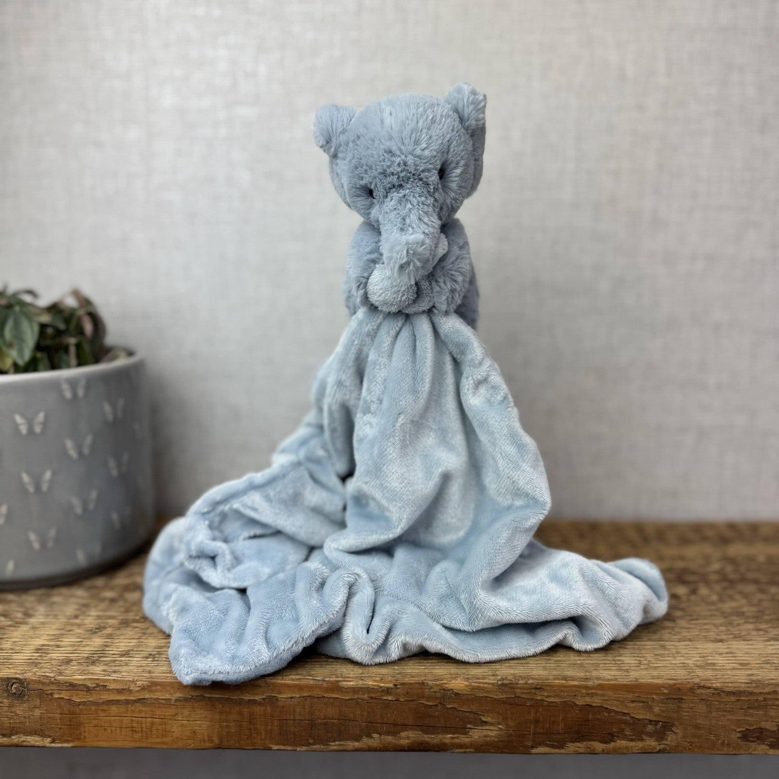 Jellycat Snugglet Elephant Soother - Baby Soft Blue Elephant Comforter Blanket