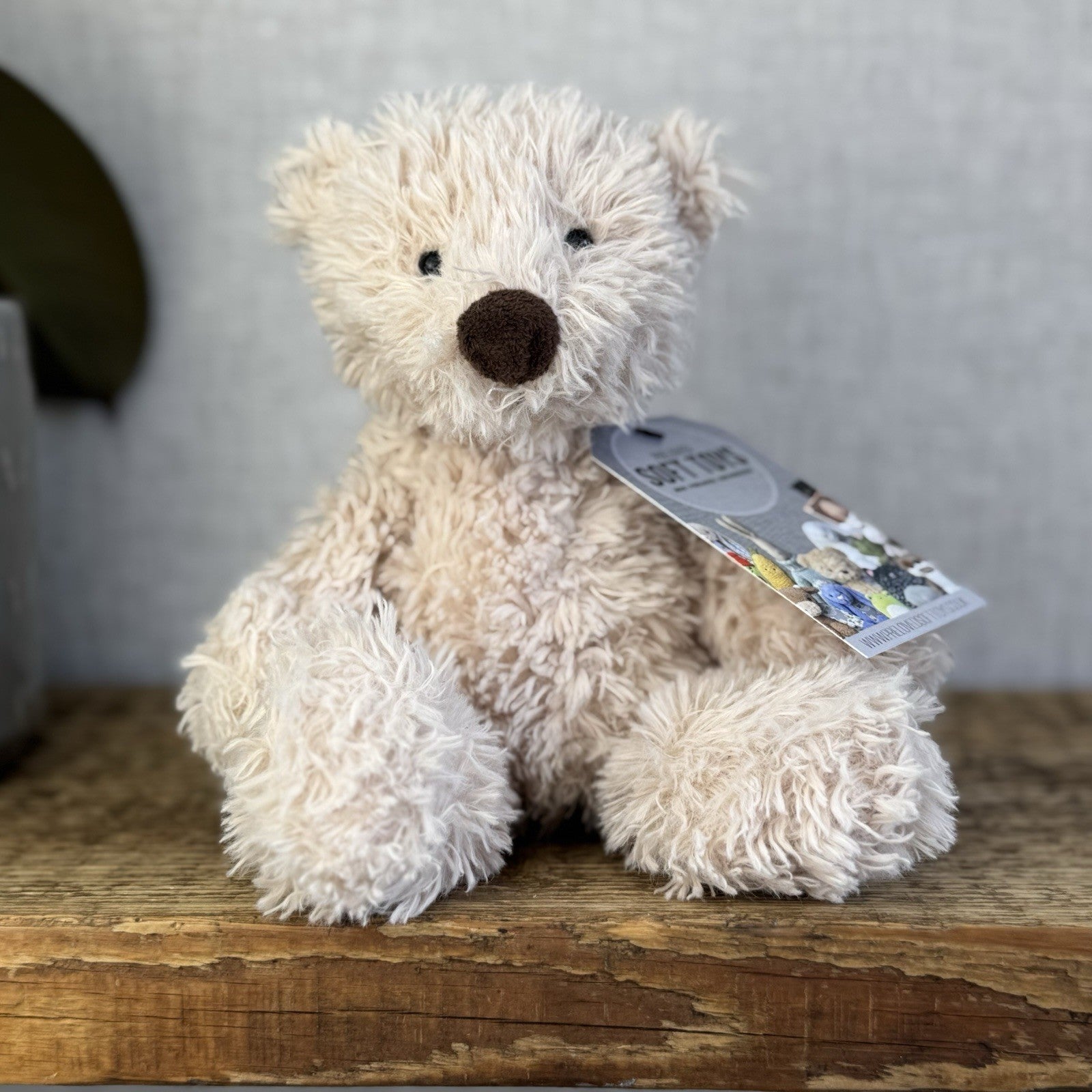 Jellycat Small Biscuit Bear - Curly Off White Small Beanie Bear Rare Retired 7"