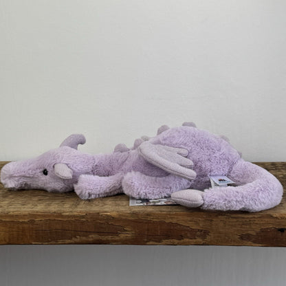 Jellycat Little Lavender Dragon - Light Purple Dragon Beanie Soft Toy 11"