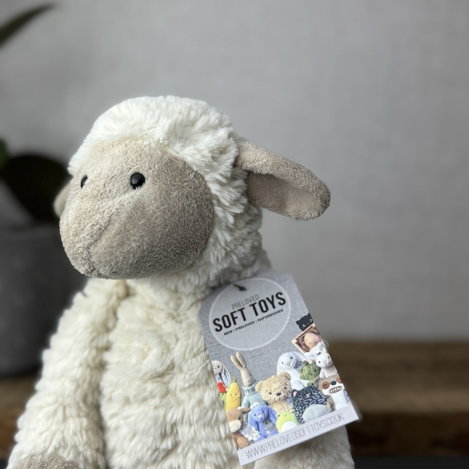 Jellycat Medium Fuddles Sheep Lamb Textured Lamb Soft Toy Beanie 12"