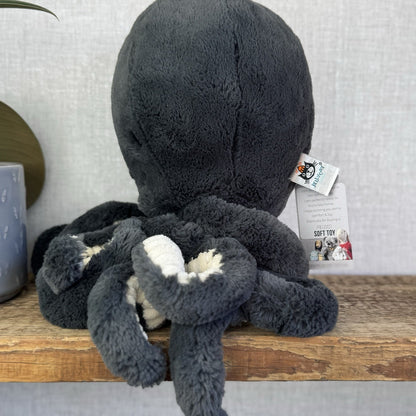 Jellycat Inky Octopus - Large Black Octopus Beanie Rare Retired Collectible 16"