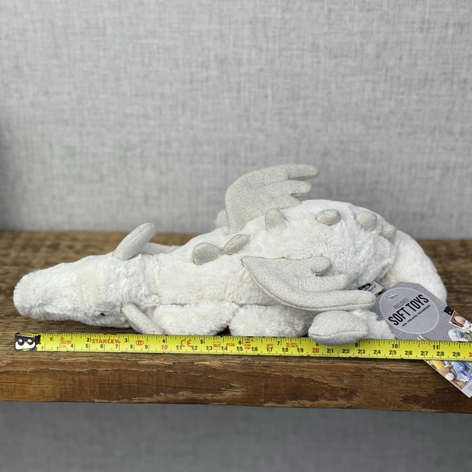 Jellycat Little Snow Dragon - White/Glitter Beanie Small Dragon Retired 11”