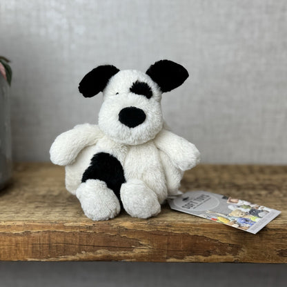 Jellycat Bashful Puppy Roll Over Comforter - Bashful Black & White Dog Soother