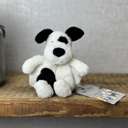 Jellycat Bashful Puppy Roll Over Comforter - Bashful Black & White Dog Soother