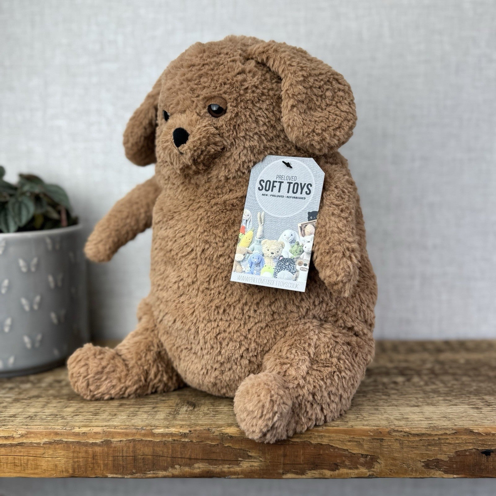 Jellycat Amore Dog - Large Textured Tan Dog Plush Toy Sleepy Puppy 11"