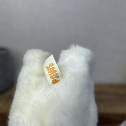 Paws White Short Haired Fluffy Cat Beanie Blue Eyes Realistic Cat Toy 12"