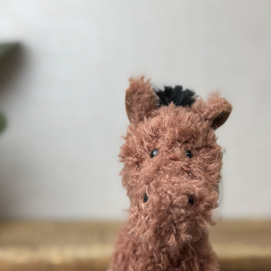Jellycat Small Caffuffle Pony - Small Curly Hair Horse Brown Retired Rare New 7"