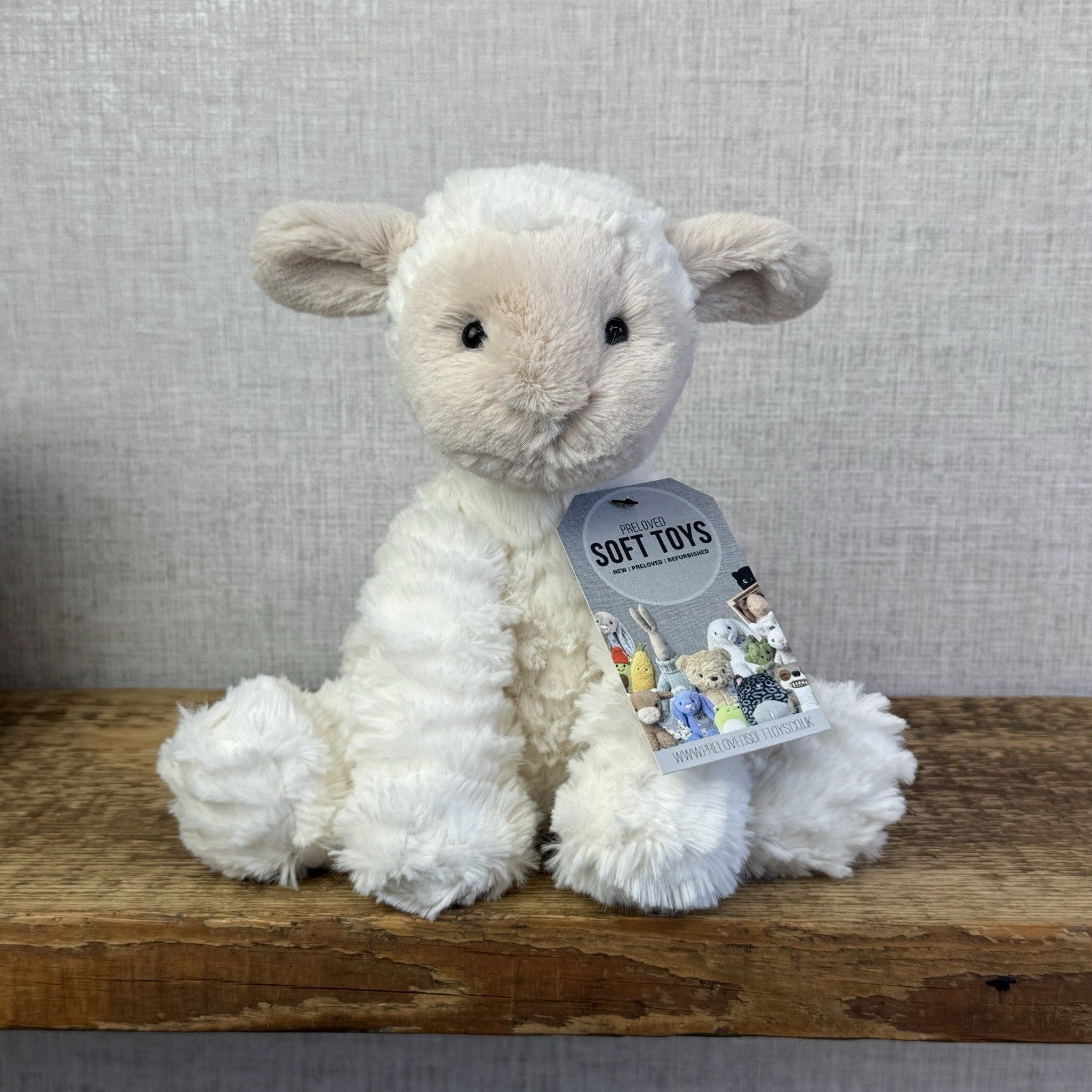 Jellycat Medium Fuddlewuddle Lamb Beige Face Textured Sheep Beanie 9"