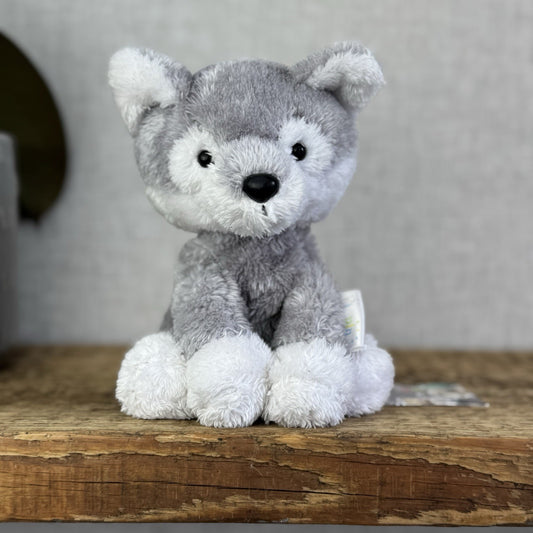 Pipping Husky Wolf Storm - Small Beanbag Grey Wolf Plush Toy Pocket Pal 7”