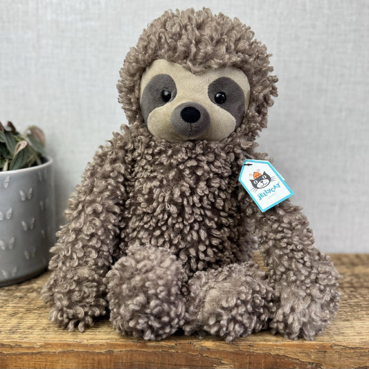 Jellycat Cicero Sloth - Curly Hair Large Light Brown Sloth Cuddly Beanie Tags