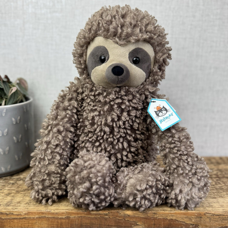 Jellycat Cicero Sloth - Curly Hair Large Light Brown Sloth Cuddly Beanie Tags