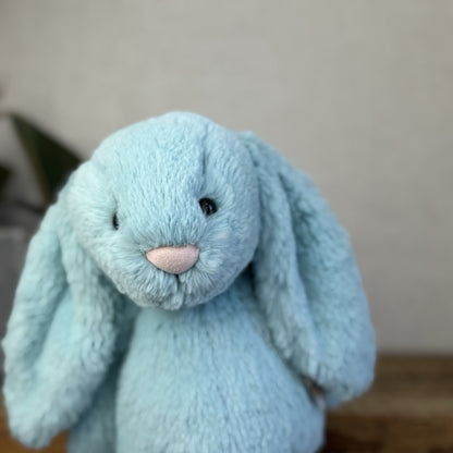 Jellycat Medium Bashful Aqua Bunny - Aqua Bunny Rabbit Bright Blue Medium 12”