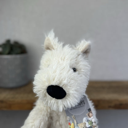 Jellycat Munro - Munro White Scottie Dog Soft Toy Beanie Retired 12”