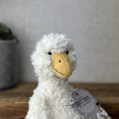 Jellycat James Goose Small - Small Cream Fluffy Goose Soft Toy Beanie 10”