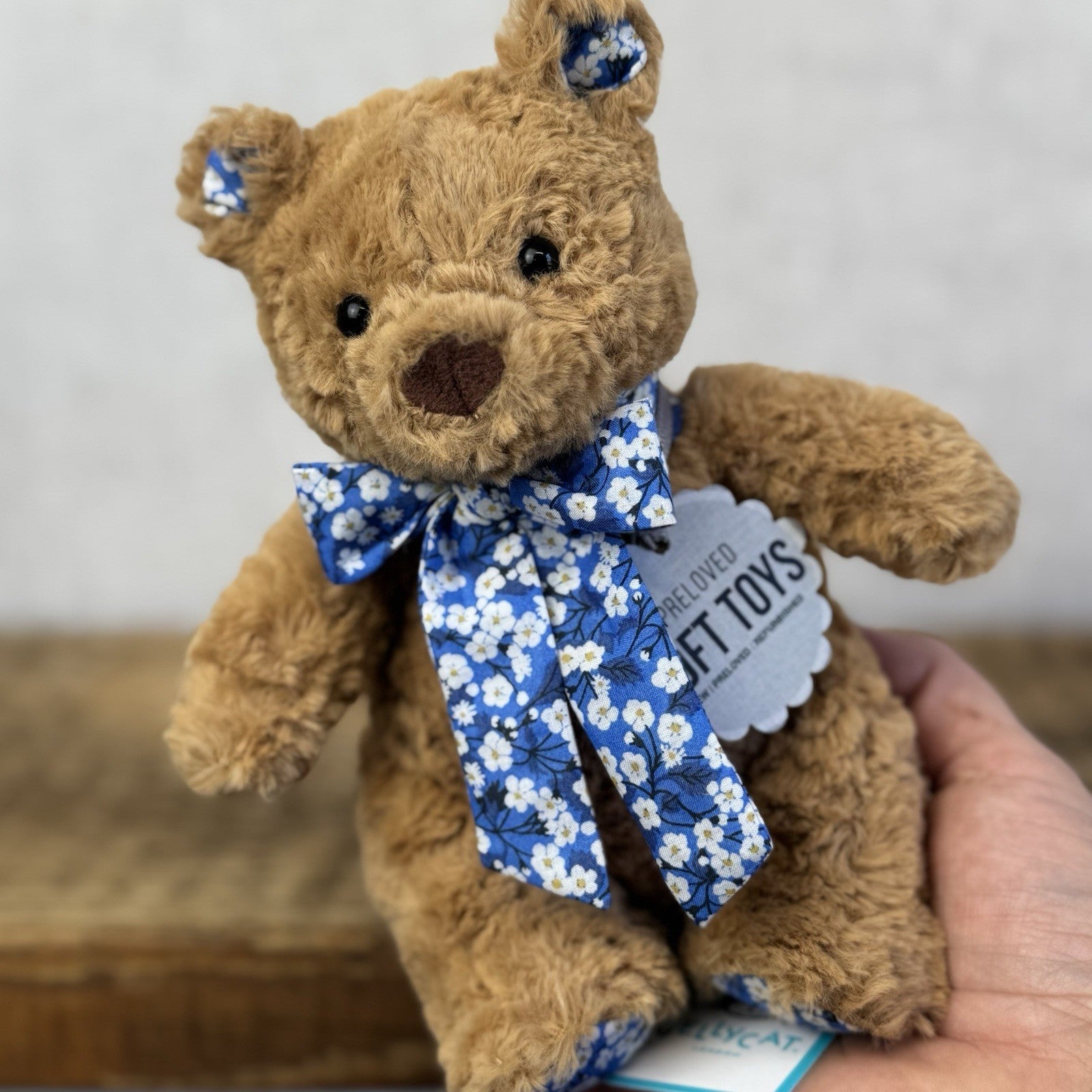 Custom/Bespoke Tiny Bartholemew Bear - Ditsy Blue Blossom Made With Liberty 