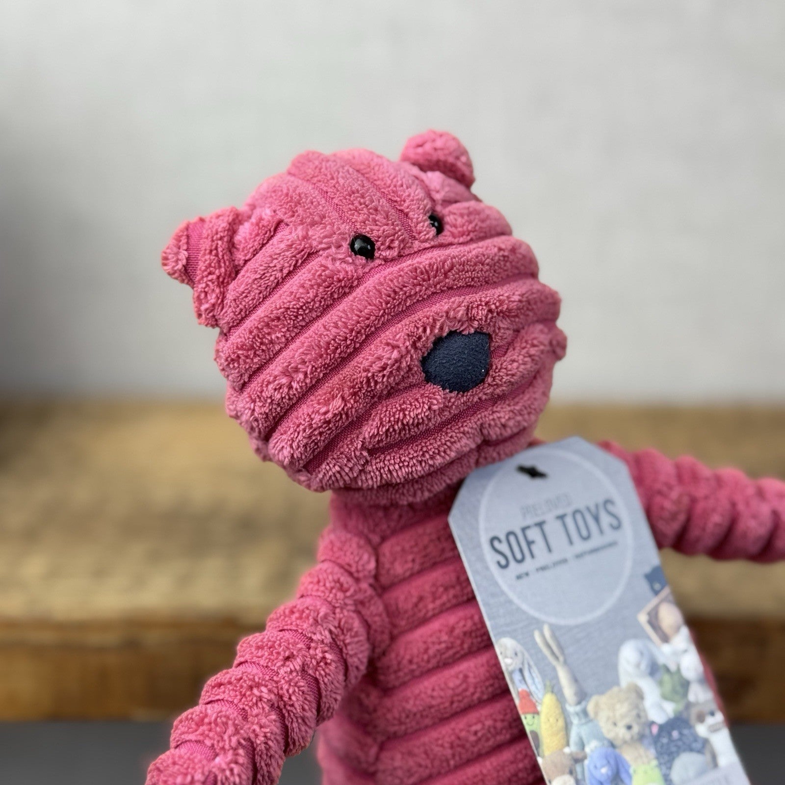 Jellycat Small Cordy Roy Cat Kitten Pink - Pink Beanie Corduroy Soft Toy Cat 8"