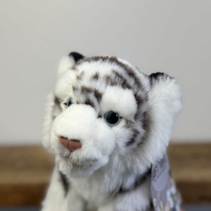 Living Nature White Tiger Soft Toy - Small White/Grey Wild Cat Beanie Plush