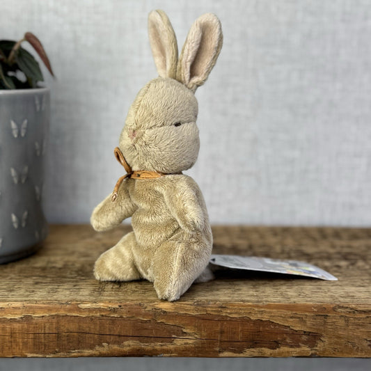 Maileg My First Bunny Ochre - Mini Brown Beanbag Bunny Rabbit Yellow Bow 8"