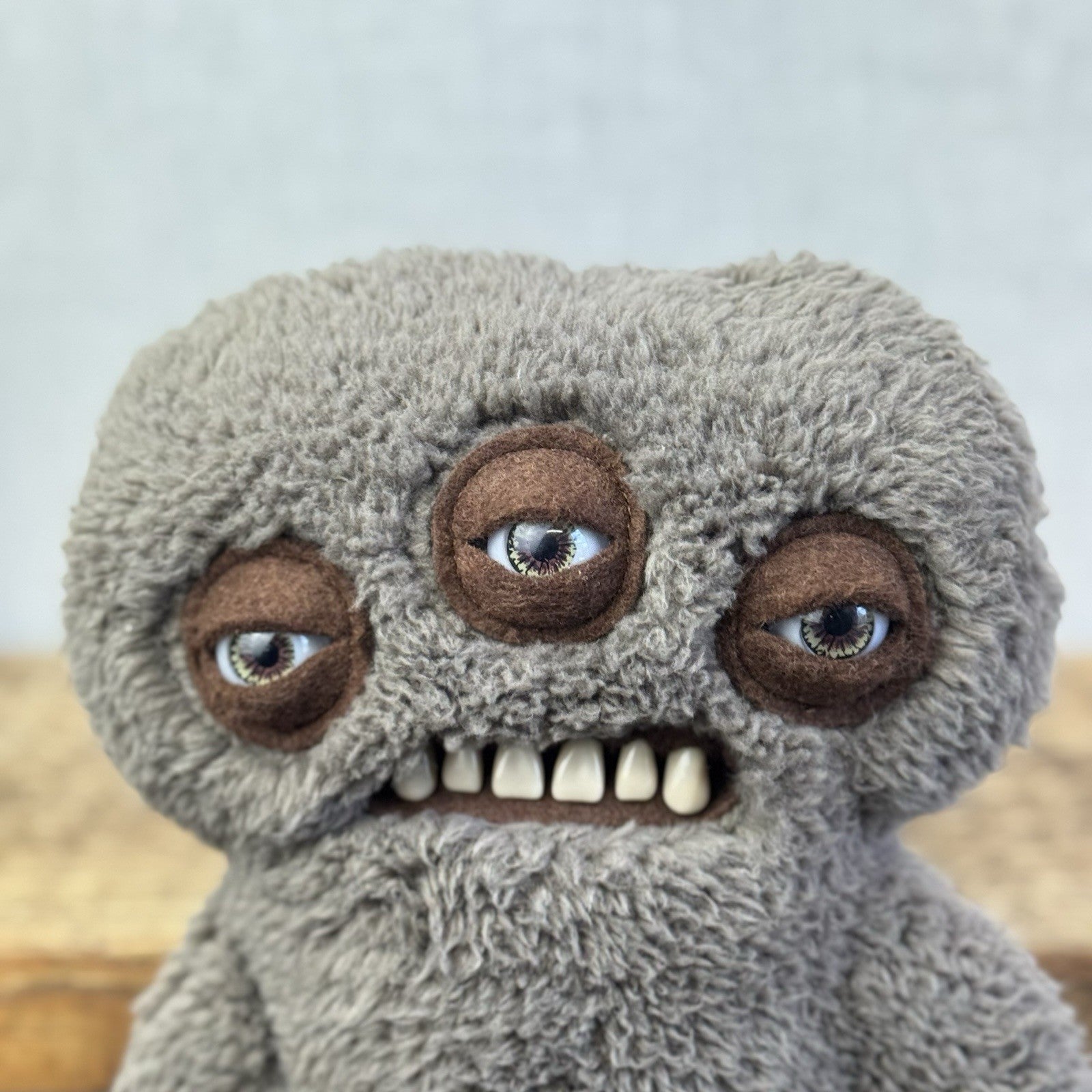 Fuggler Annoyed Alien - Brown Three Eyed Fuggler Rare Snuggle Brown Fleece Rare