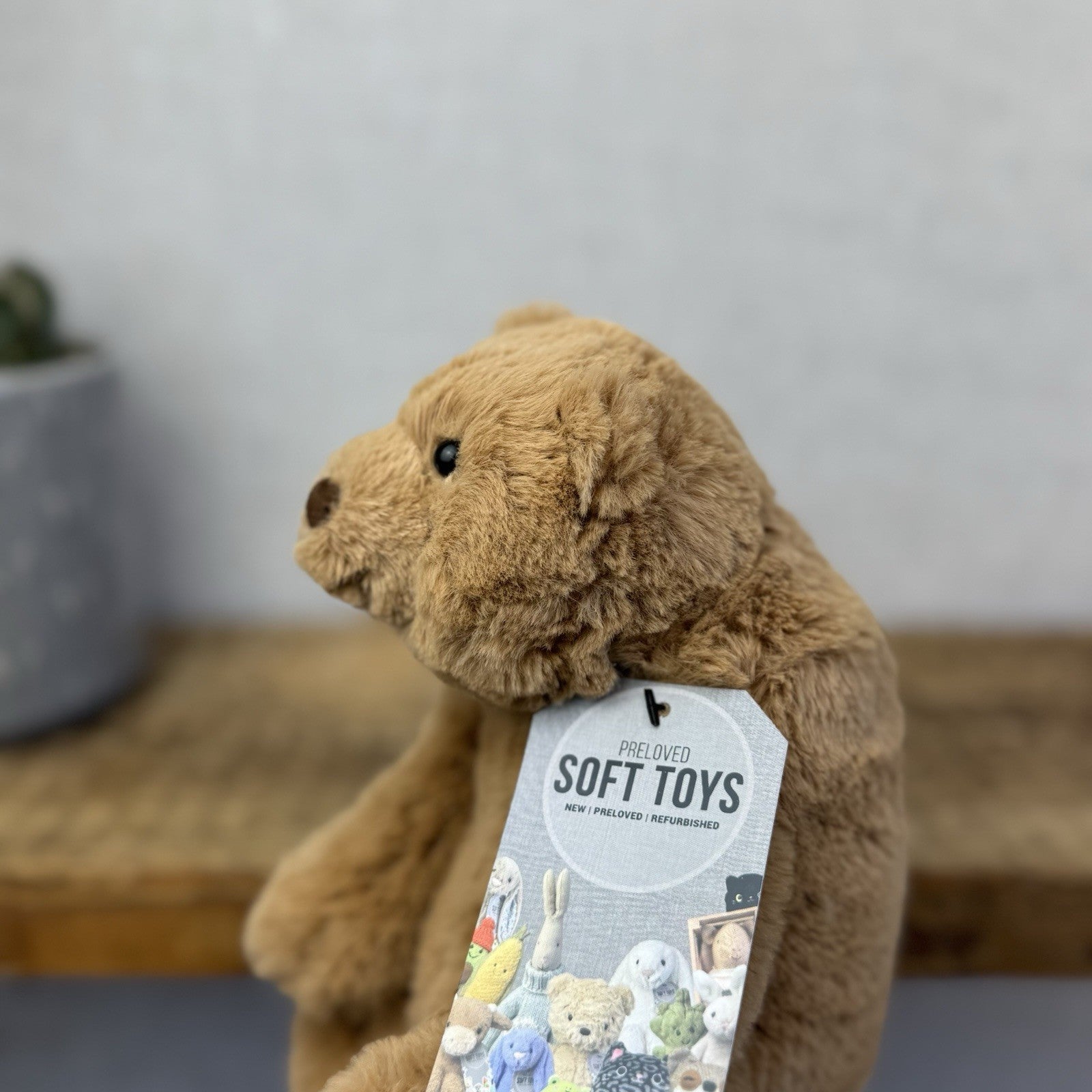 Jellycat Small Cecil Bear - Small Sitting Brown Bear Beanie Plush Retired 8"