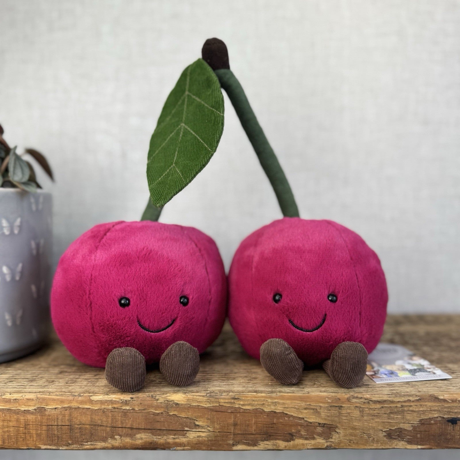 Jellycat Amuseable Cherry - Retired Cherries Plush Two Cherries Beanie NWOT