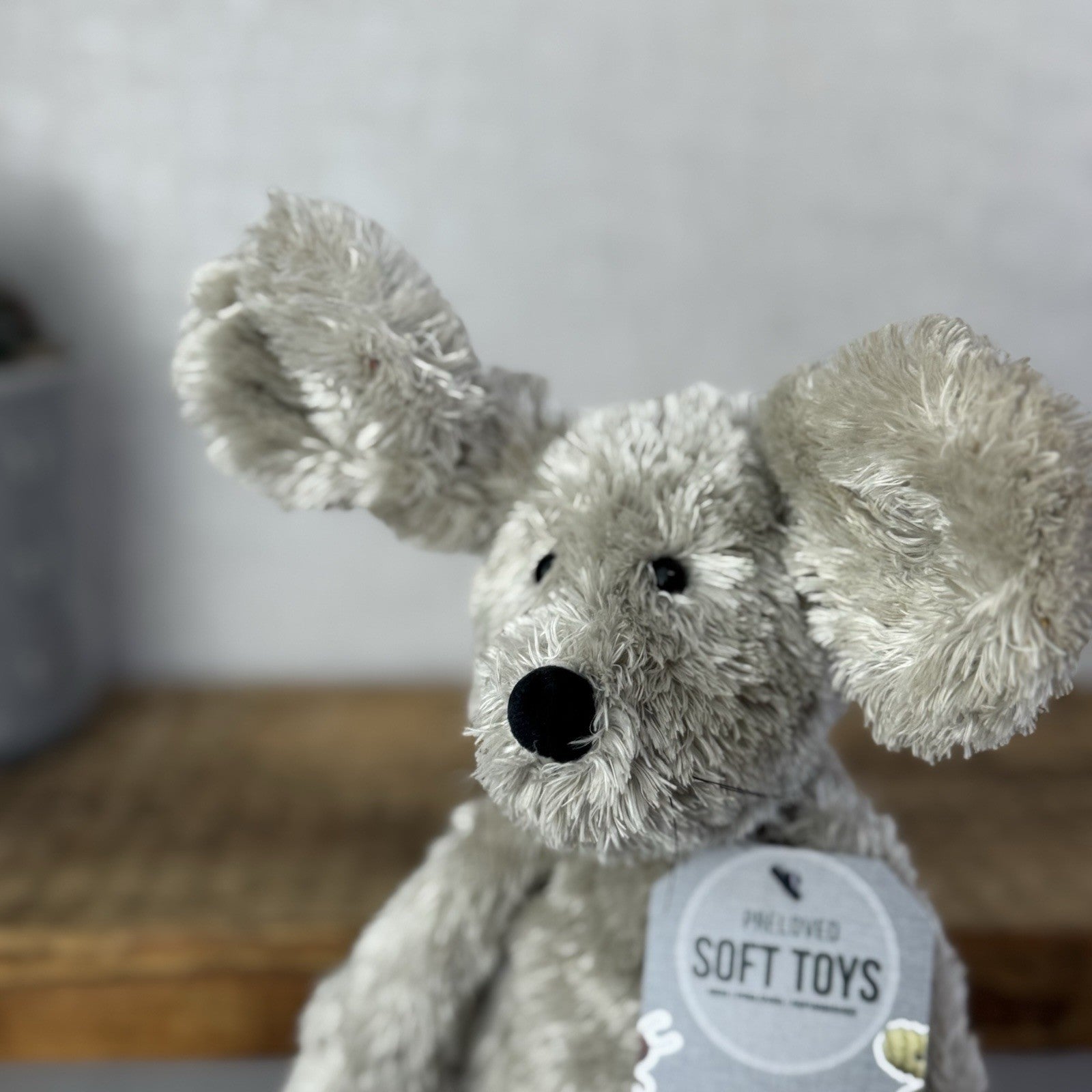 Jellycat  Tumbler Mous - Grey Scruffy Bunglie Style Mouse Beanie Plush 11” NWOT