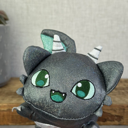 Aphmau MeeMeows - Dragon Cat Grey/Green Sparkly Plush Collectible 5"
