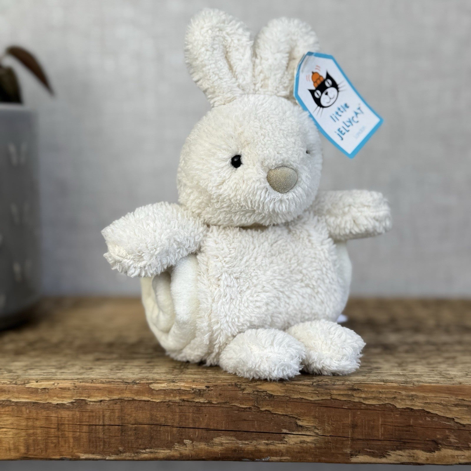 Jellycat Nugget Soother - White Bunny Roll Up Soother Bunny Retired Rare