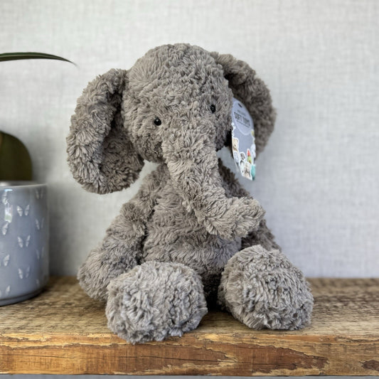 Jellycat Medium Mumble Elephant - Medium Dark Grey Texture Jellycat Elephant 14"