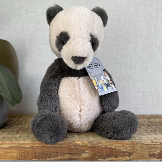 Jellycat Medium Puffles Panda - Super Soft Sitting Cream & Black Panda 13" (#2)