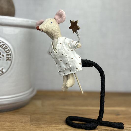 Maileg Tooth Fairy Mouse - Retired 2015 Winter - White Star Fiary 16-3789-00