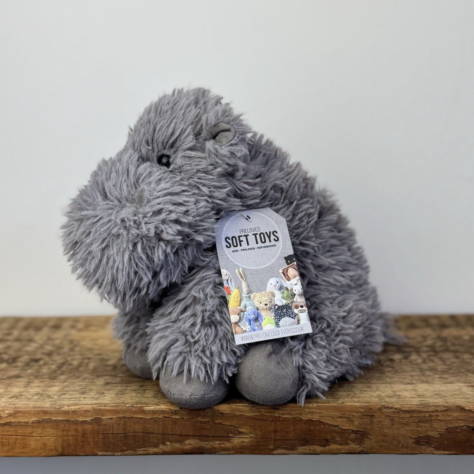 Jellycat Curvie Hippo - Grey Fluffy Beanie Chunky Hippo Plush Retired 9"