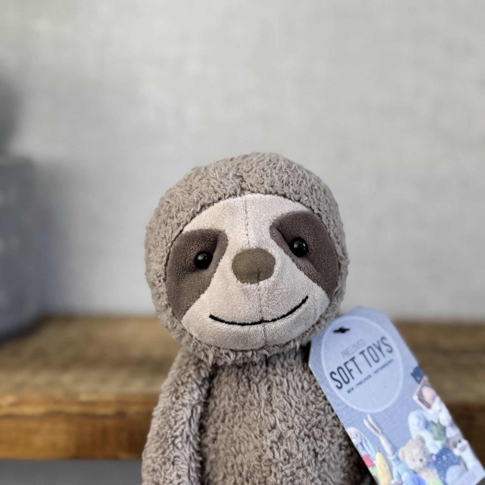 Jellycat Woogie Sloth - Small Grey Beanie Sloth Plush Rare Collectible Cute 10”