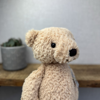 Jellycat Medium Finley Bear - Beige Textured Beanie Soft Toy Bear Retired 16"