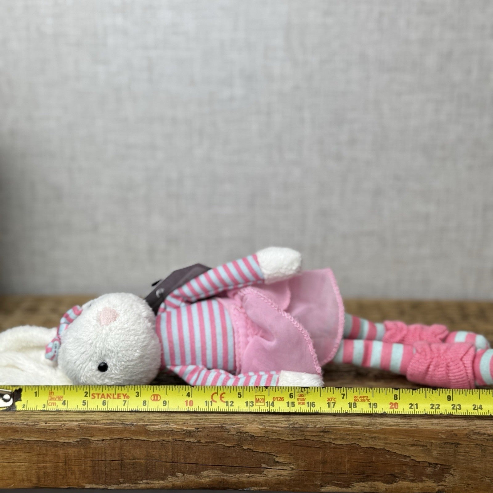 Jellycat Jazy Jiver Cream Bunny - Small Bunny Striped Ballerina Small Retired 8"