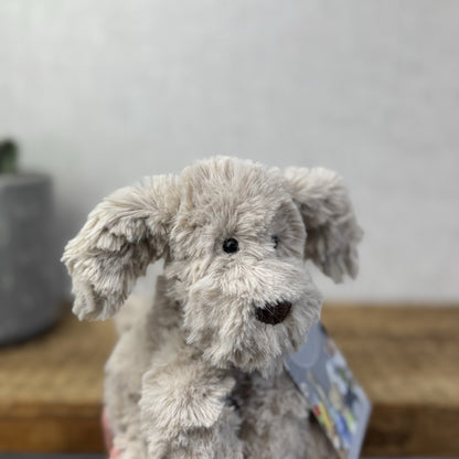 Jellycat Small Riley Fuddlewuddle Pup - Beige/Grey White Company Exclusive 6”