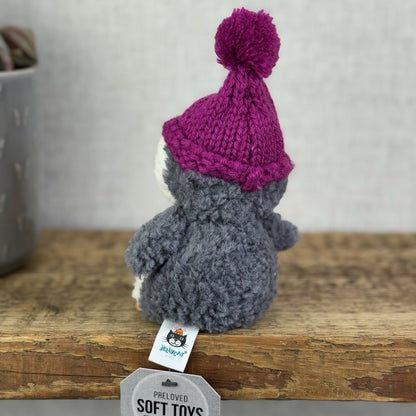 Jellycat Wee Penguin In Purple Bobble Hat - Mini Penguin Plush Winter 6” (#2)