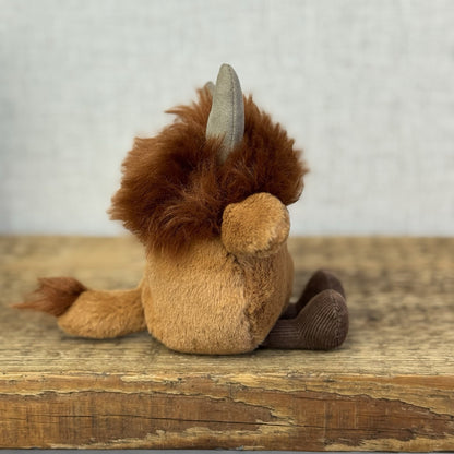 Jellycat Amuseabean Highland Cow  - Small Brown Beanie Cow Soft Toy Retired 5”