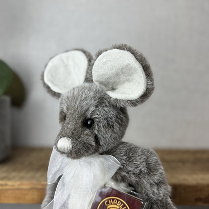 Charlie Bear Yarg Mouse - Small Mouse Charlie Bear 5 Way Jointed With Bow & Tag
