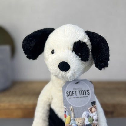 Jellycat Pitterpat Puppy Dog - Long Leg Puppy Jellycat - Black & Cream Puppy 14"