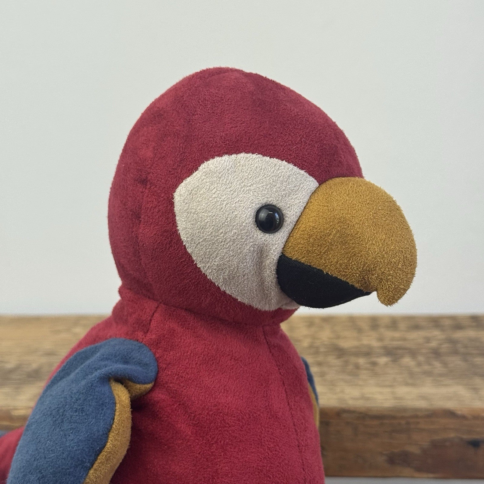 Jellycat Belby Parrot - Retired Velour Bird Plush Parrot Push Red/Blue 10"